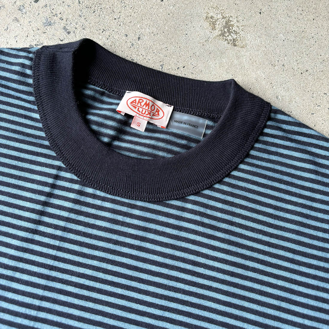 Striped Heritage T Shirt - Rich Navy / Winterblue - Image 4