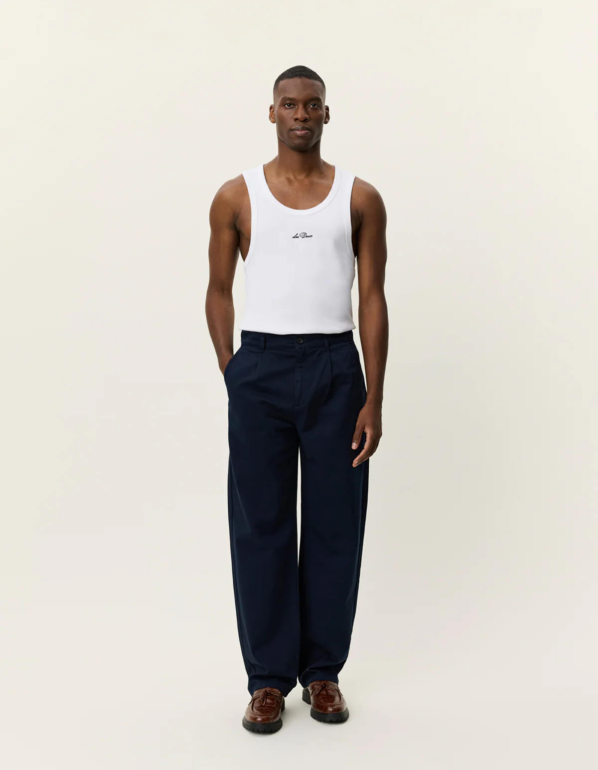 Romeo Pleated Chino Pants - Navy - Image 3
